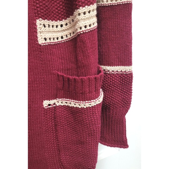 Stitch Fix Lety & Me Molly Hooded Open Front Double Pocket Cardigan - Wine - Med - Picture 3 of 4